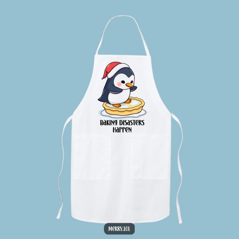 Funny Penguin Pie Skating Apron - Festive Santa Hat