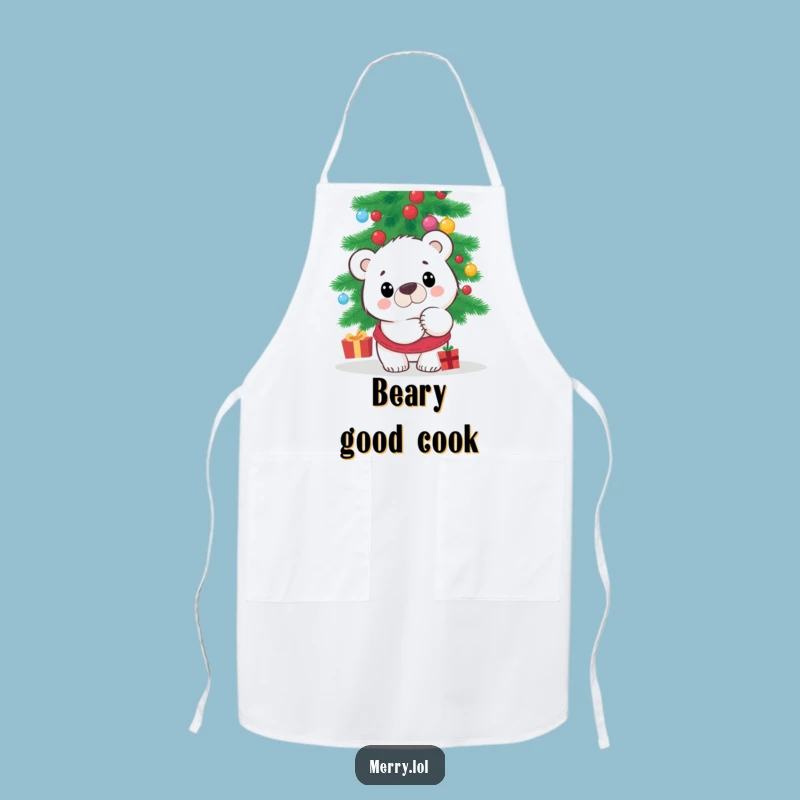 Funny Polar Bear Apron - Surprised Peek for Festive Kitchen Fun