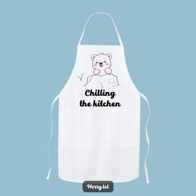 Funny Polar Bear Snow Fort Apron: Cook Up Winter Fun!
