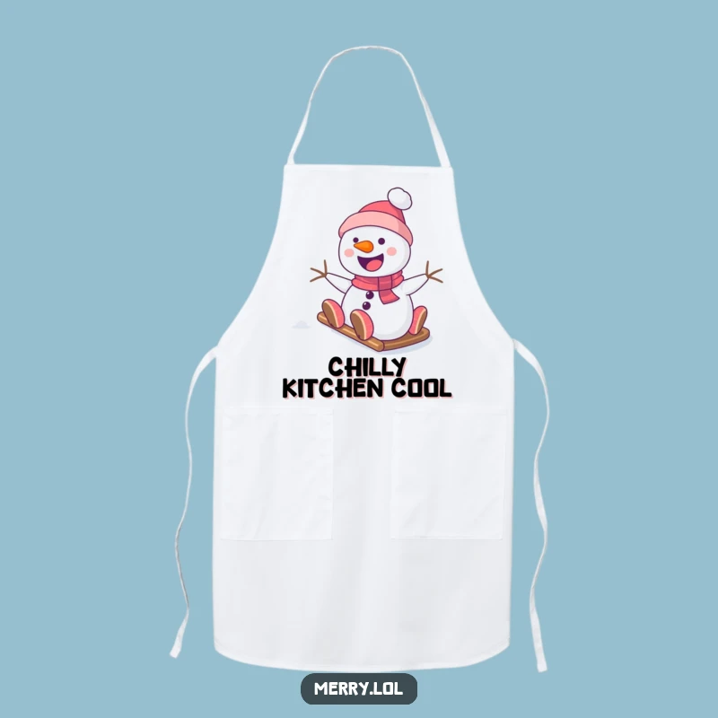 Funny Snowman Apron - Smiling Character for Winter Kitchen Fun