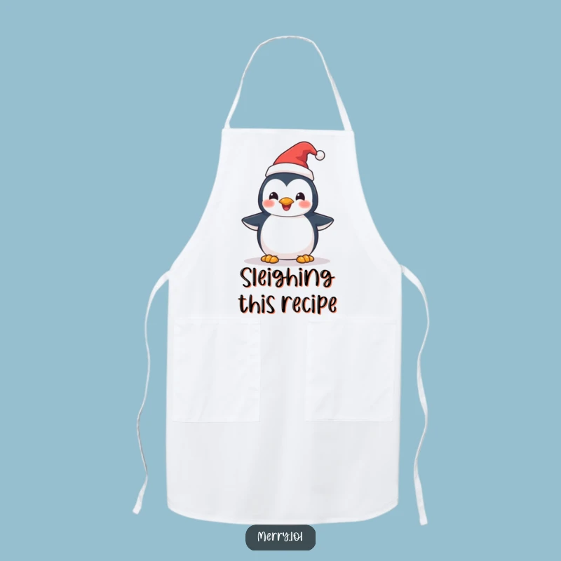Funny Penguin Santa Hat Apron: Cook with Joy in This Festive Kitchen Accessory