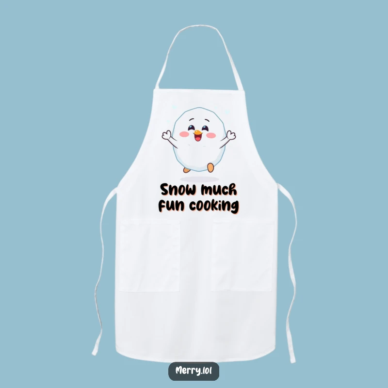 Funny Cheerful Snowball Apron: Cook Up Some Winter Fun
