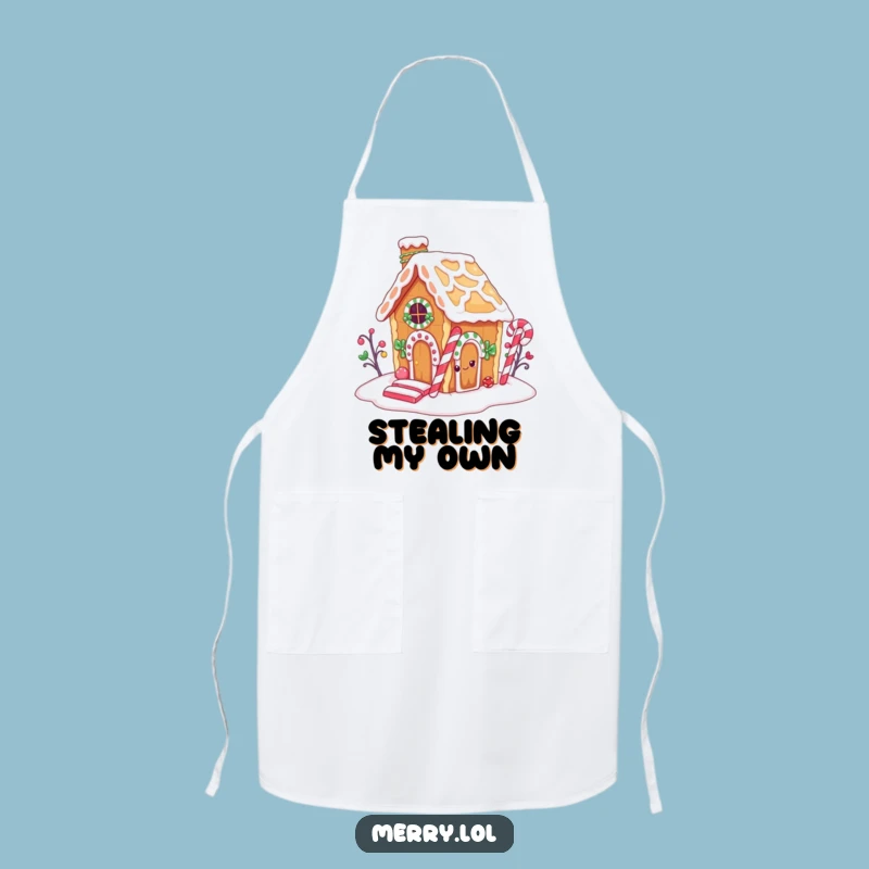 Funny Gingerbread House Apron: Cute Candy Cane Chimney Baking Bib