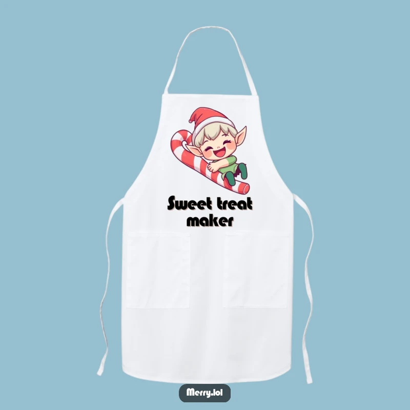 Funny Elf Candy Cane Apron: Festive Kitchen Fun, Perfect Funny Gift for Holiday Bakers