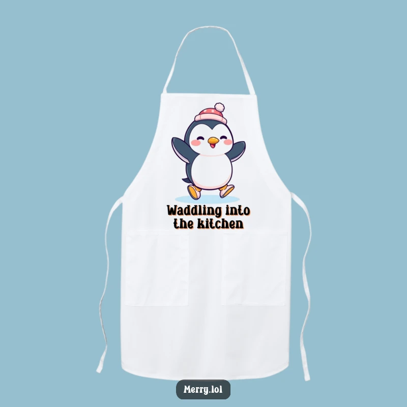 Funny Penguin Ice Skating Apron: Cook Up Laughs in the Kitchen Gift
