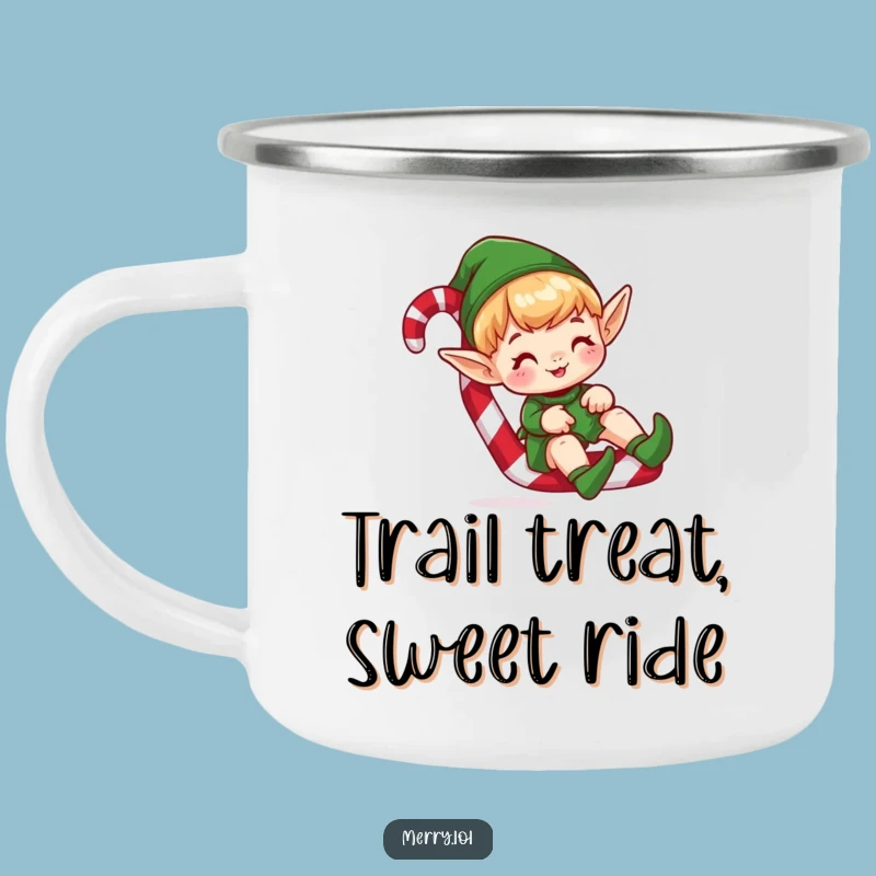 Funny Elf Sliding Camping Mug - Outdoor Hilarious Holiday Fun