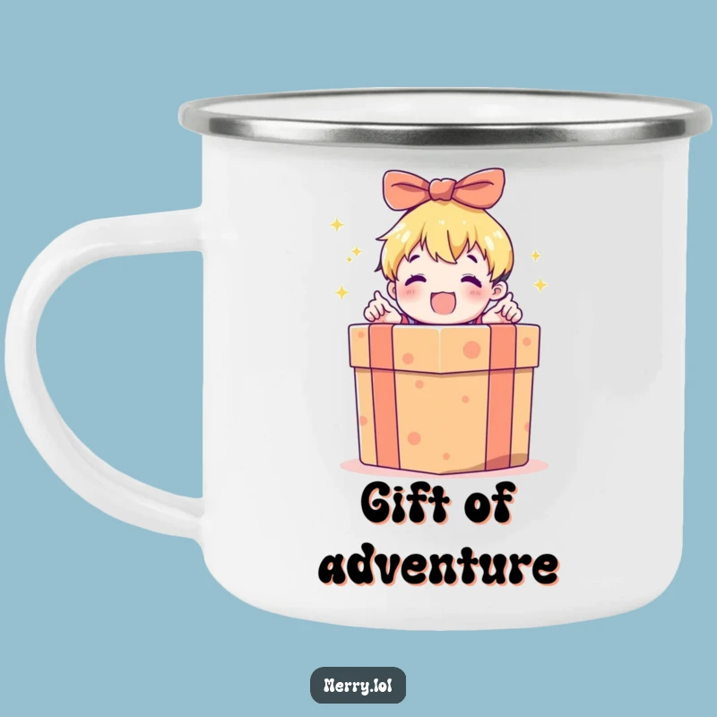 Funny Gift Box Opening Camping Mug: Cheers to Surprises Outdoors!