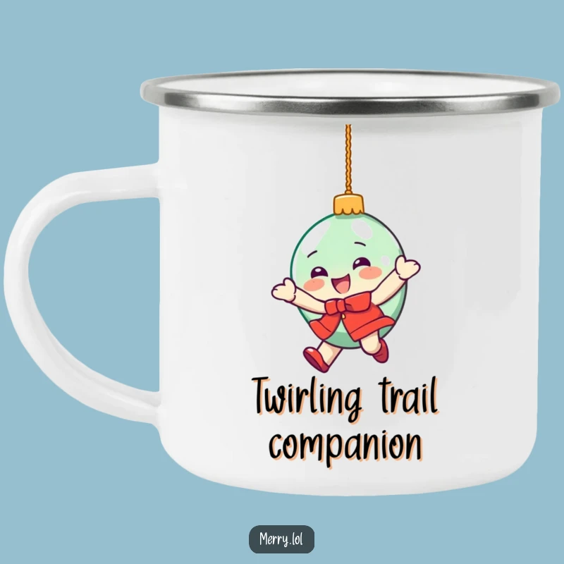 Funny Ornament Spin Camping Mug: Rugged Holiday Cheer for Adventures