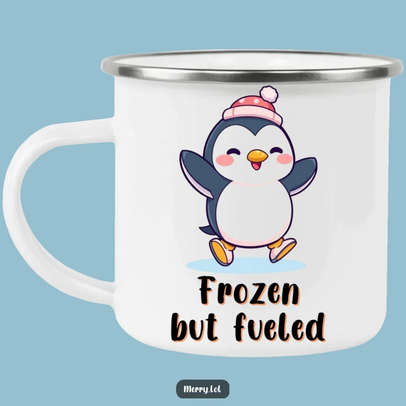 Funny Penguin Ice Skating Camping Mug: Adventure-Ready Laughter Gift
