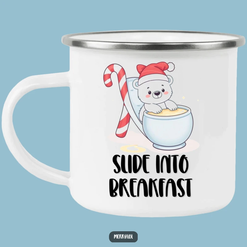 Funny Polar Bear Eggnog Camping Mug: Winter Adventures and Cozy Sips