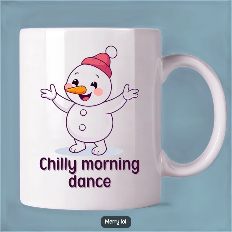 Funny Snowman Jig Mug: Clumsy Dance Design, Perfect Funny Gift for Winter Fun Lovers