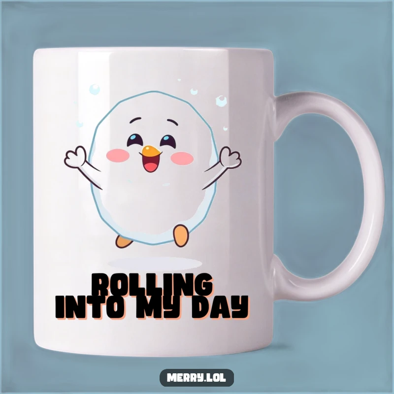 Funny Cheerful Snowball Mug: Bouncing with Joy This Winter