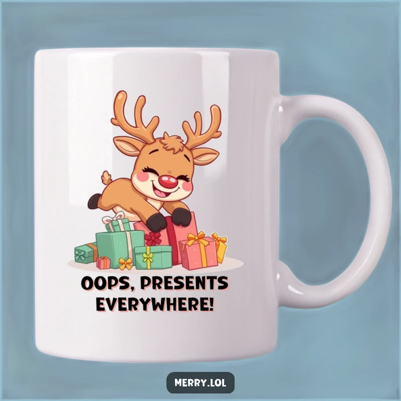 Funny Reindeer Tripping Mug: A Hilarious Christmas Gift for Her or Him