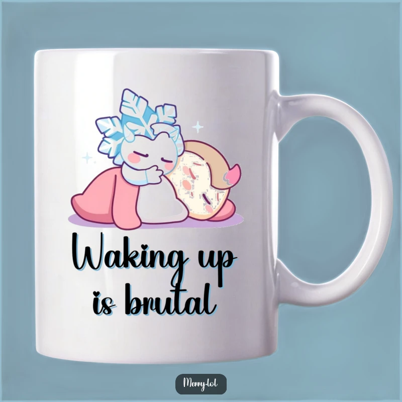 Funny Snowflake Tickle Mug: Playful Mischief for a Sleepy Friend