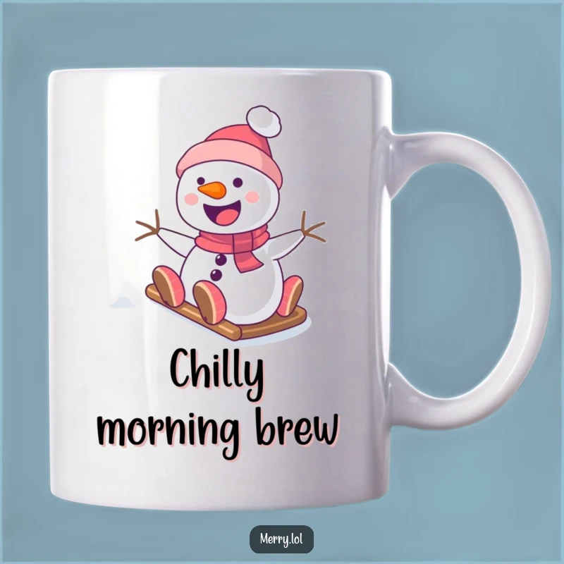 Funny Snowman Mug - Cheerful Sliding Character for Winter Fun Lovers