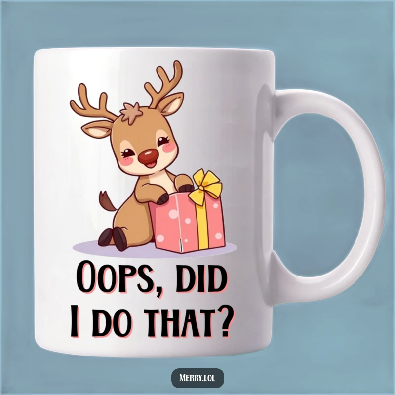 Funny Giggling Reindeer Mug: Sparkly Antler Antics, Perfect Christmas Gift for Holiday Laughs!