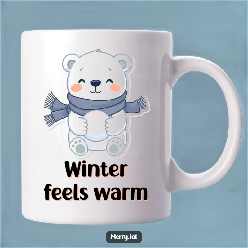 Funny Polar Bear Snowball Mug: Embrace Winter Fun with This Happy Character