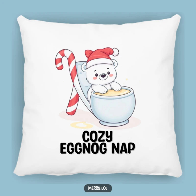 Funny Polar Bear Eggnog Pillow: Cozy Comfort with a Touch of Winter Joy
