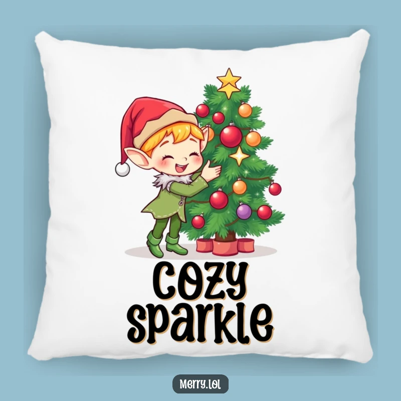 Funny Elf Pillow: Cute Decorator Elf, Cozy Christmas Sparkle, Gift