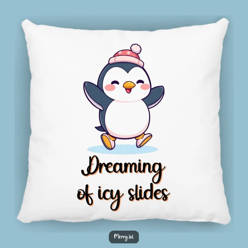 Funny Penguin Ice Skating Pillow: Comfy Cushion for Cozy Laughs Gift