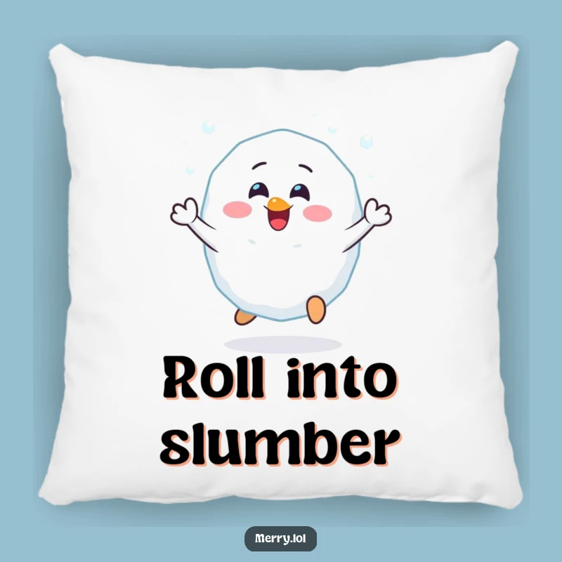 Funny Cheerful Snowball Pillow: Cozy Up with Winter's Playfulness