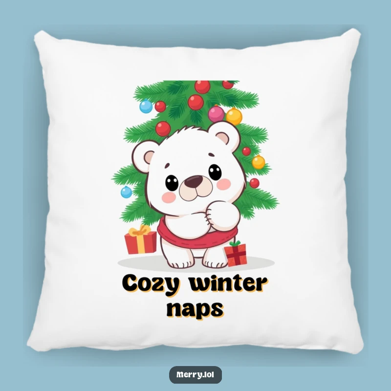 Funny Polar Bear Pillow - Cozy Surprised Peek Cushion for Holiday Decor