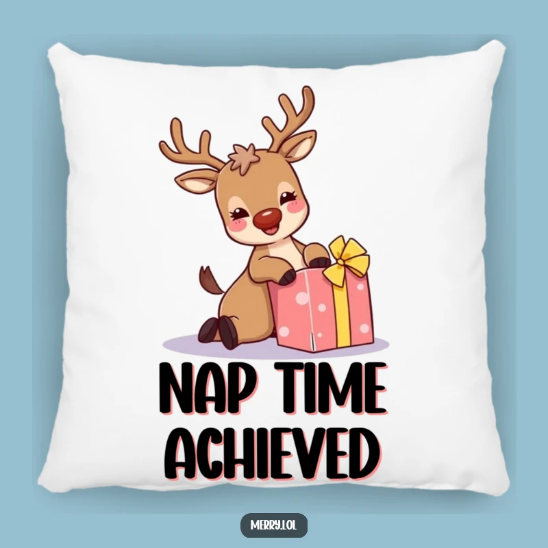 Funny Reindeer Pillow: Sparkly Antlers, Cozy Holiday Laughs, The Perfect Funny Gift!