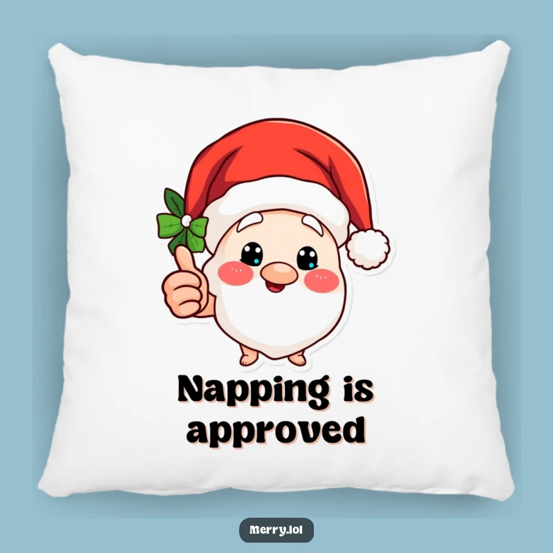 Funny Santa Hat Pillow: Cozy Holiday Cheer and Thumbs Up Comfort