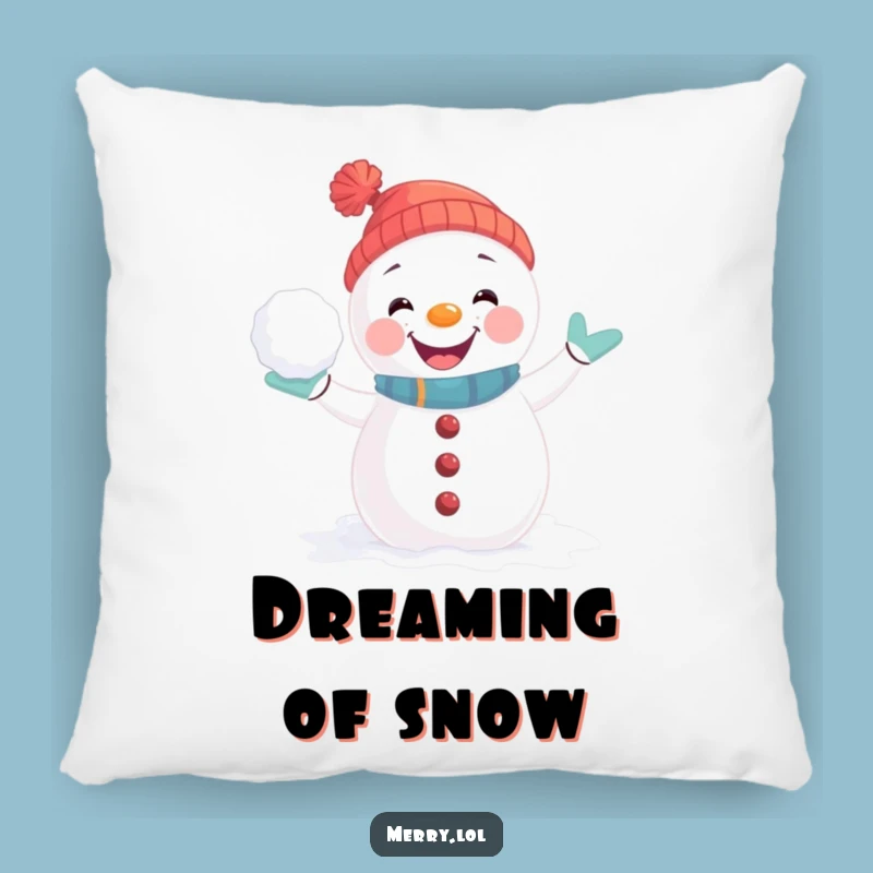 Funny Snowman Pillow: Joyful Snowball Fight Pose, Cozy Winter Comfort
