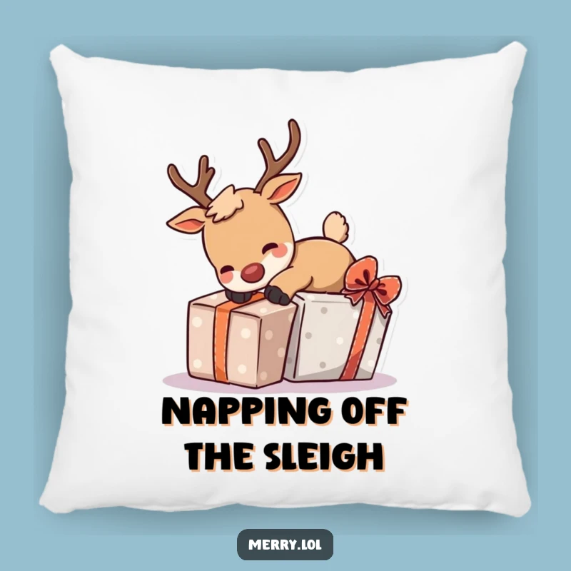 Funny Tripping Reindeer Pillow - Cozy & Hilarious Holiday Comfort