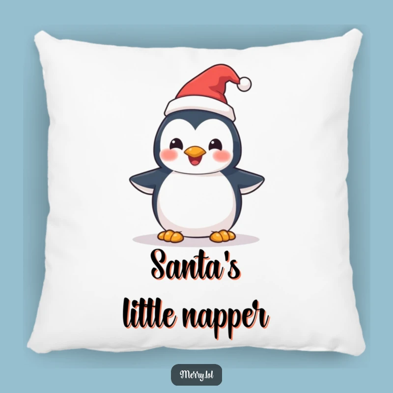 Funny Penguin Santa Hat Pillow: Cuddle Up with This Delighted Christmas Character