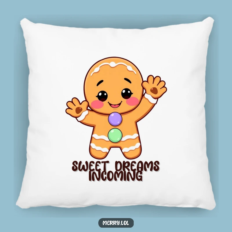 Funny Gingerbread Man Pillow: Cheerful Wave, Cozy Comfort, Sweet Funny Gift!