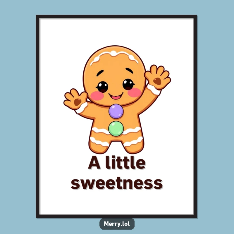 Funny Gingerbread Man Digital Art: Cheerful Wave, Sweet Joy, Instant Funny Gift!