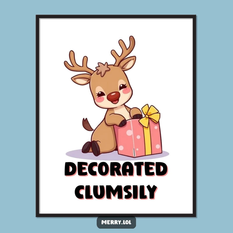 Funny Reindeer Digital Art: Sparkly Antlers, Holiday Chaos, Instant Funny Gift Download!