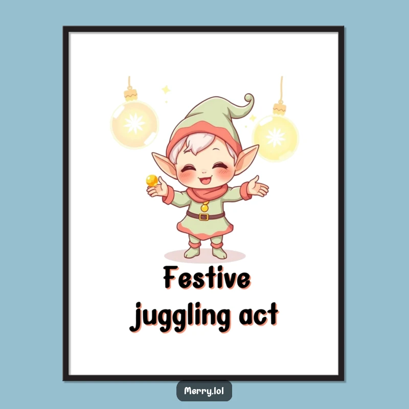 Funny Elf Digital Art - Instant Giggling Juggler Downloadable Print