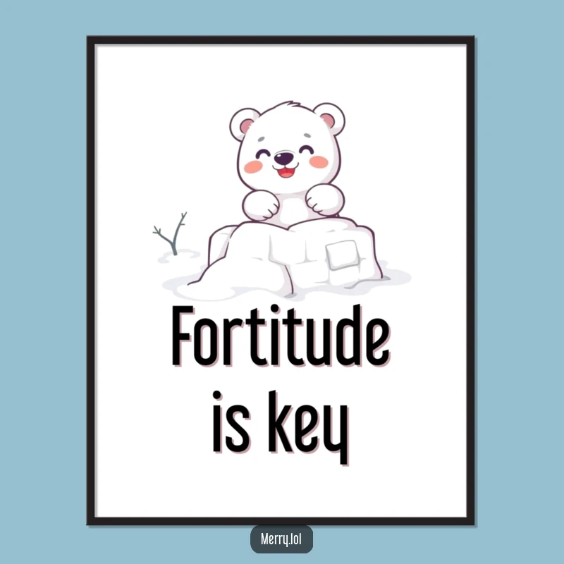 Funny Polar Bear Snow Fort Digital Art: Bring Winter Fun Home!