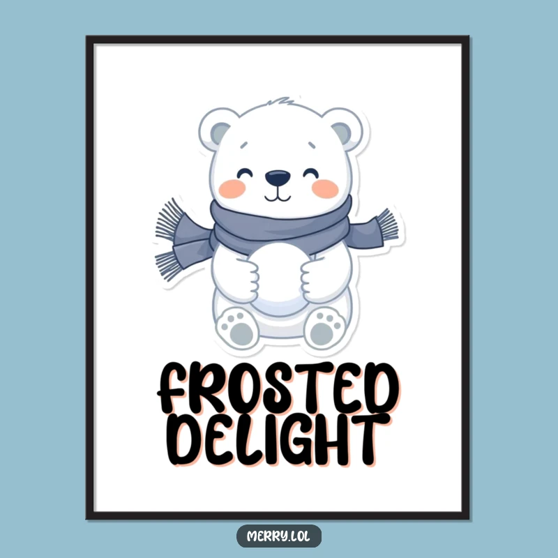 Funny Polar Bear Winter Digital Art: Instant Arctic Decor