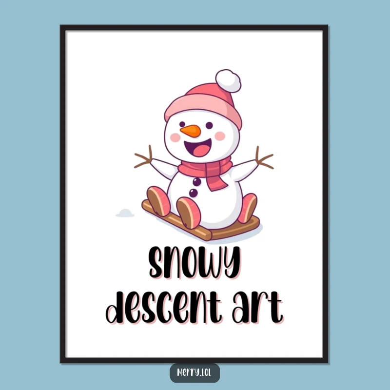 Funny Snowman Digital Art - Instant Smiling Character Downloadable Print
