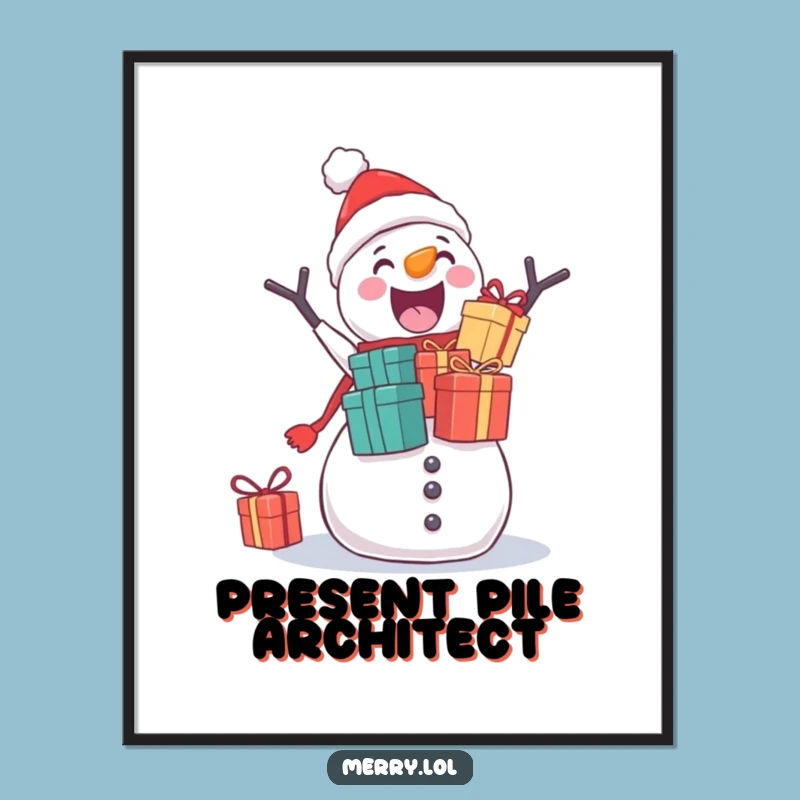 Funny Snowman Gift Stacker Digital Art: Hilarious Holiday Decor for Instant Festivity