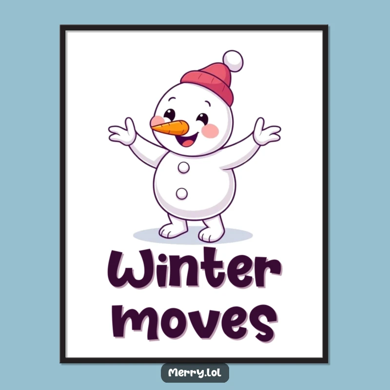 Funny Snowman Jig Digital Art: Wintry Fun, Instantly Downloadable Funny Gift for Art Lovers