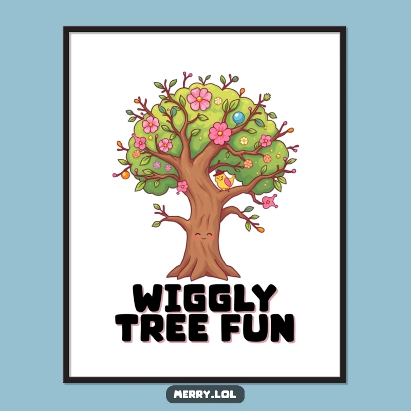 Funny Tree Wiggle Digital Art, Festive Character Print, Instant Funny Gift