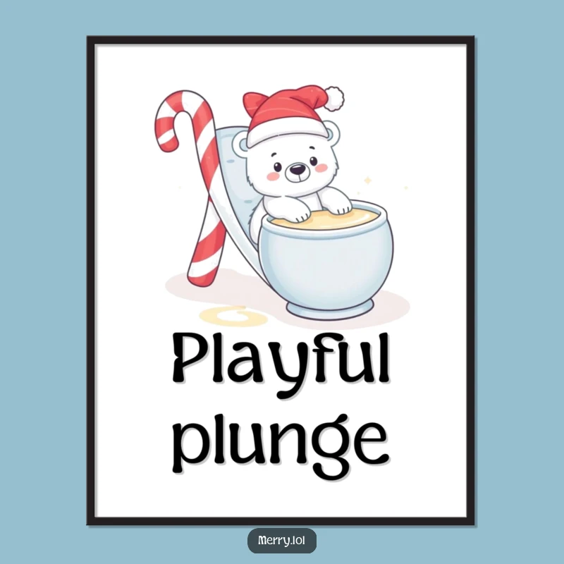 Funny Polar Bear Eggnog Digital Art: Instant Winter Joy and Wall Decor