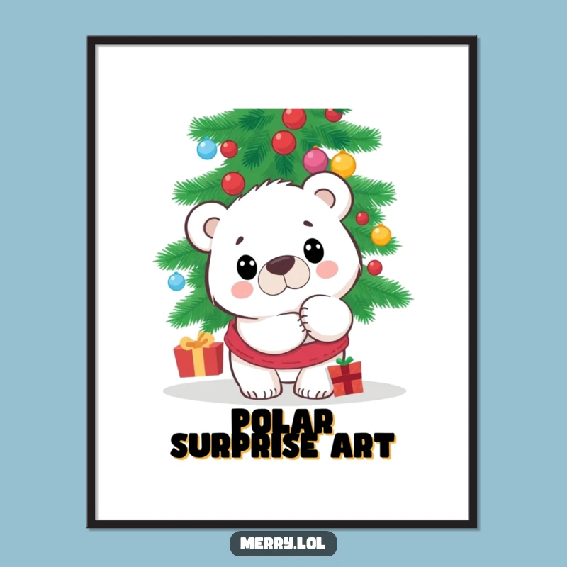 Funny Polar Bear Digital Art - Instant Surprised Peek Downloadable Print