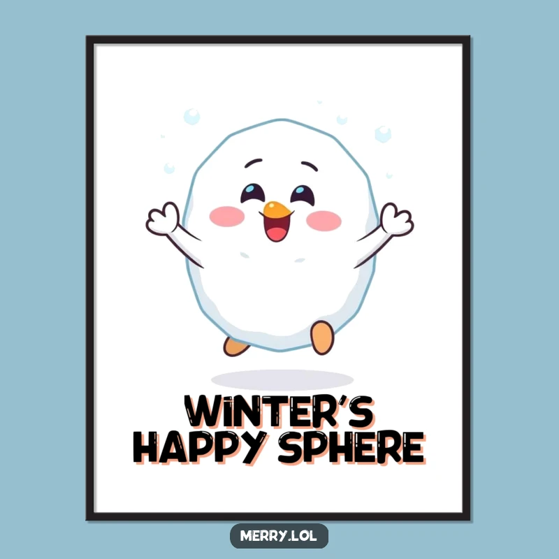 Funny Cheerful Snowball Digital Print: Instant Winter Joy for Your Walls