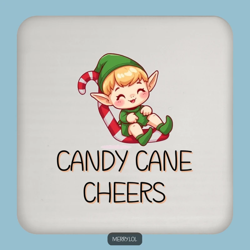 Funny Elf Sliding Coaster - Protect Surfaces with Candy Cane Laughs