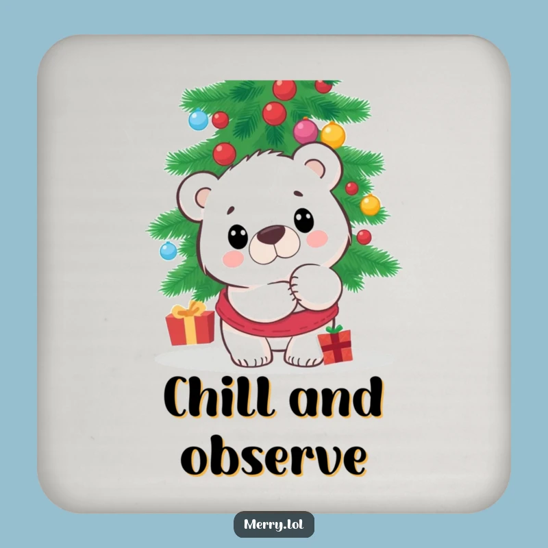 Funny Polar Bear Coaster Set - Protect Surfaces with Surprised Character Charm