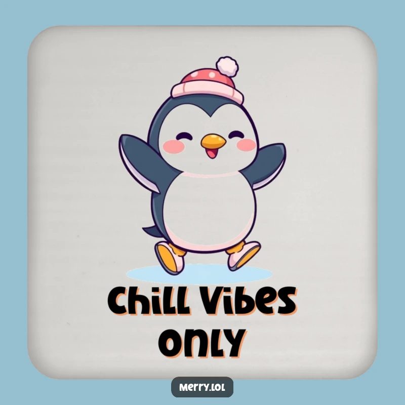 Funny Penguin Ice Skating Coasters: Protect Surfaces with Hilarious Charm Gift