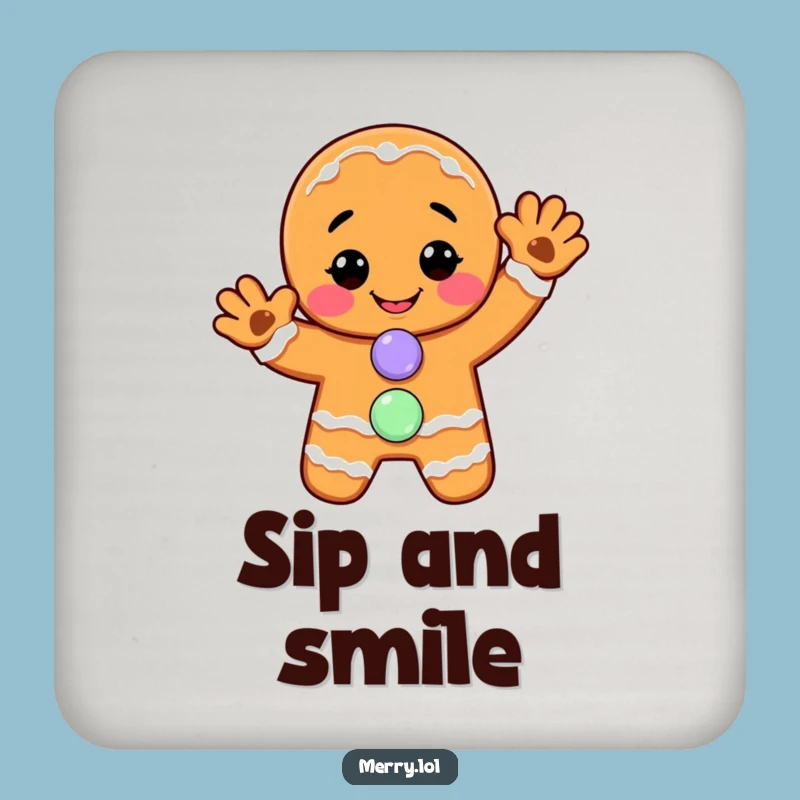 Funny Gingerbread Man Coasters: Cheerful Wave, Sweet Protection, Hilarious Funny Gift!