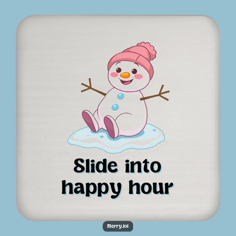 Funny Snowman Slipping Coaster - Protect Surfaces with Winter Laughs