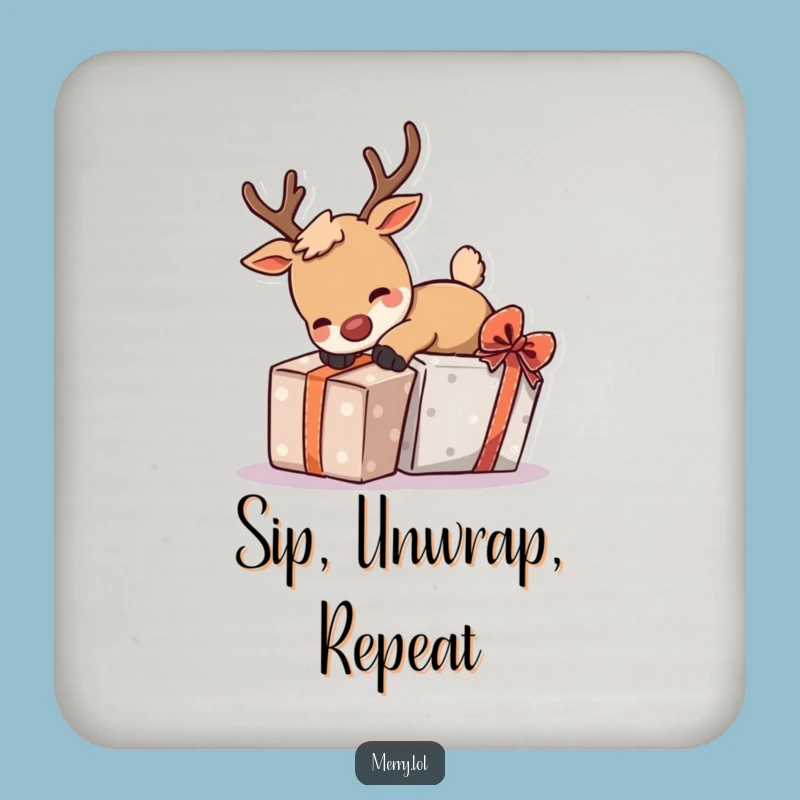 Funny Tripping Reindeer Coaster - Protect Surfaces with Holiday Laughs